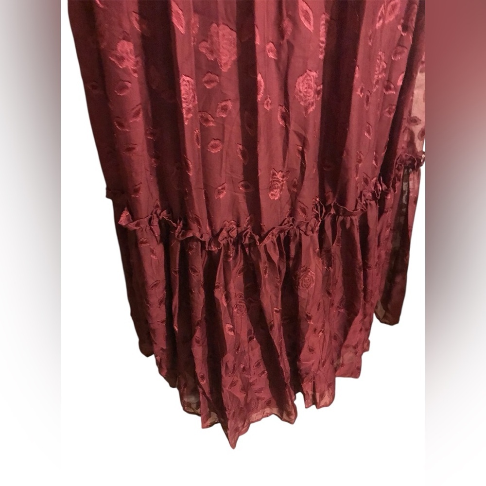 Phenomenal Sweetness Burgundy Floral Burnout Bustier Maxi Dress - Picture 11 of 11